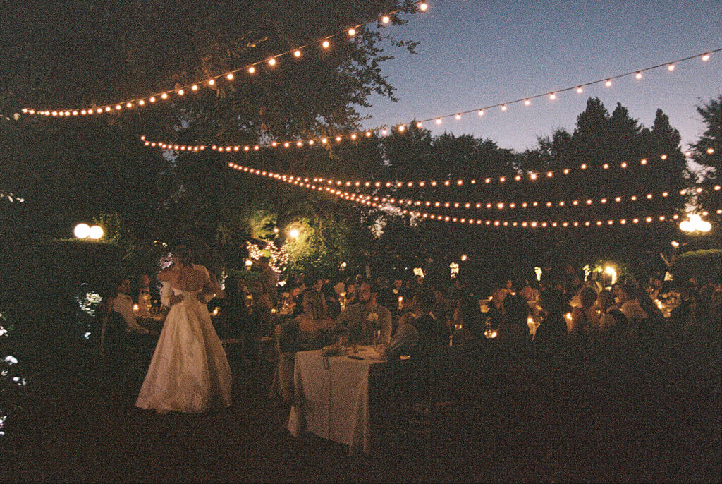 wedding reception details at night