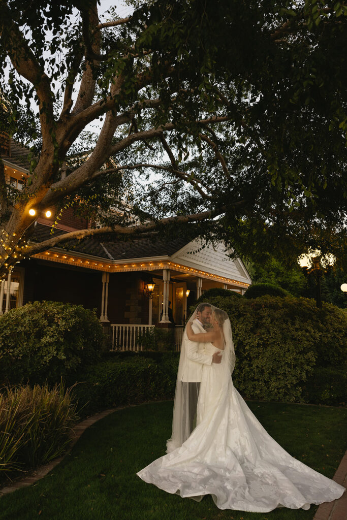 bride and groom standing with each other during portraits