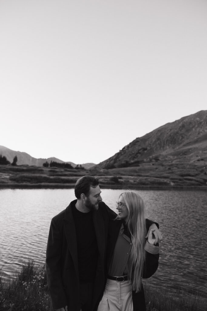 couple walking with each other during engagement photos