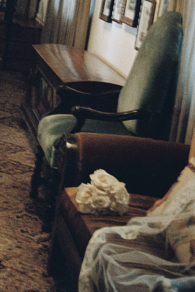 the bridal bouquet and veil captured on film