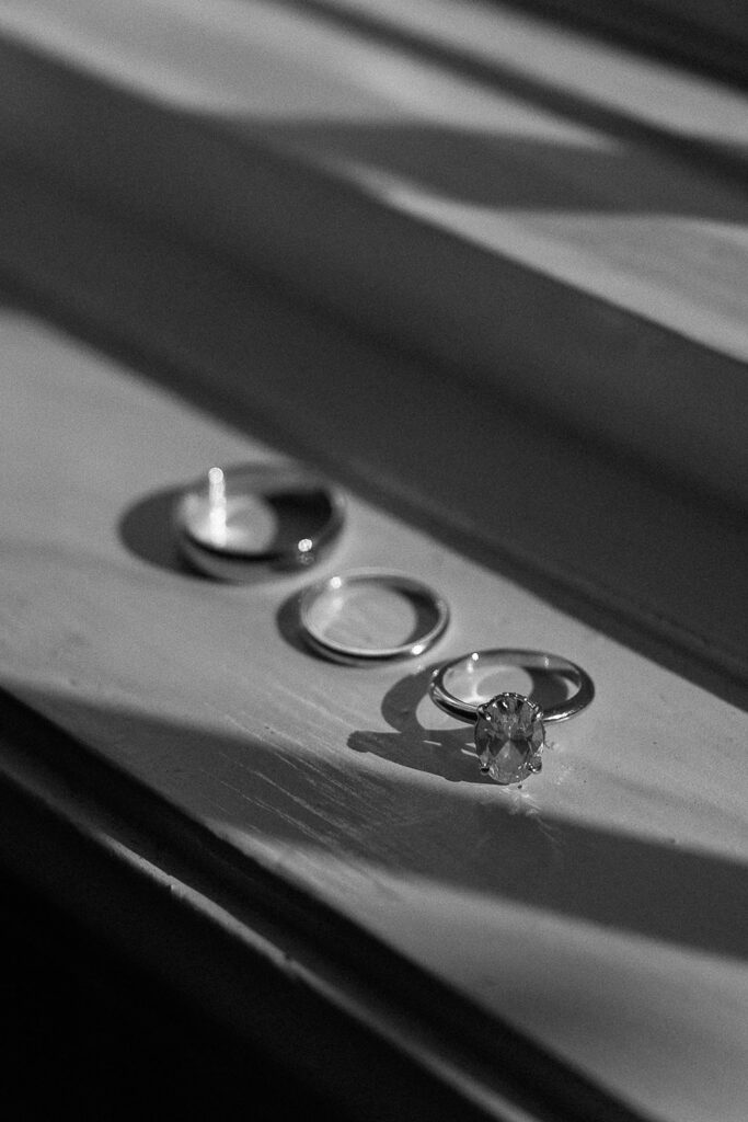 photo of wedding rings during wedding detail photos