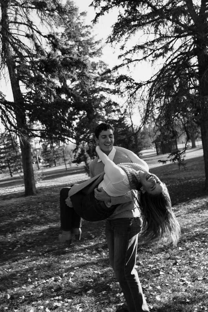 couple dancing with each other at cheesman park in denver