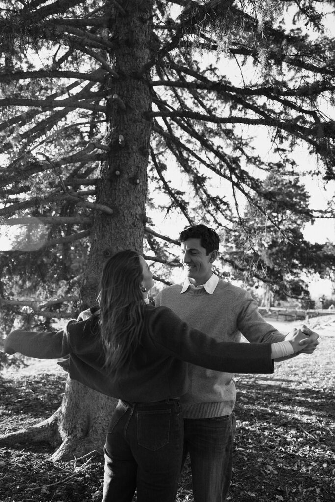 couple dancing with each other at cheesman park in denver