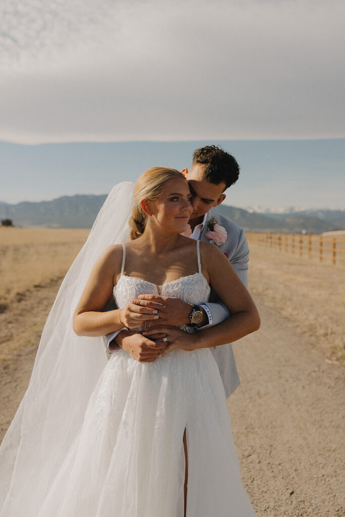 cute couple hugging during their bridal sessions
