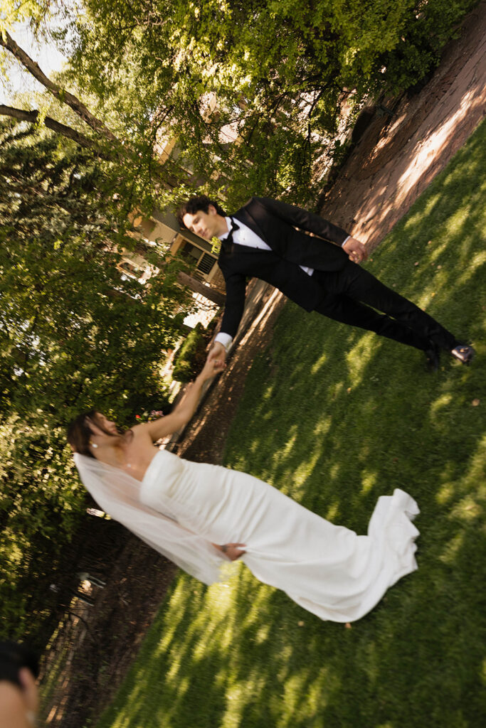 cute couple at their dream outdoor wedding 