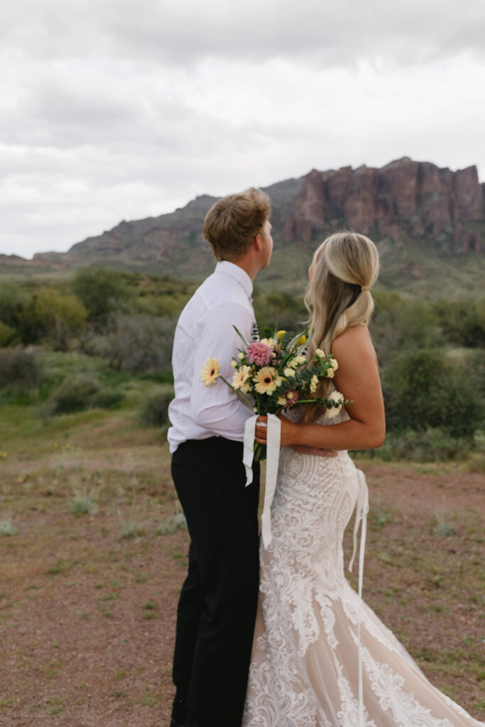 cute couple at their dream desert wedding