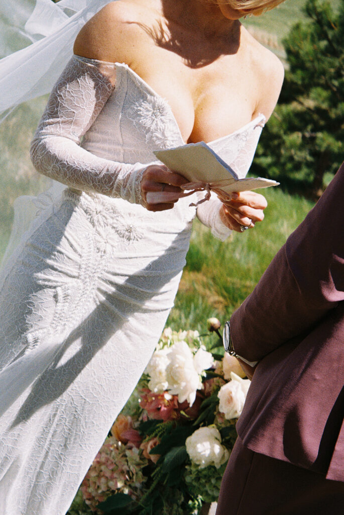 bride reading private vows to groom
