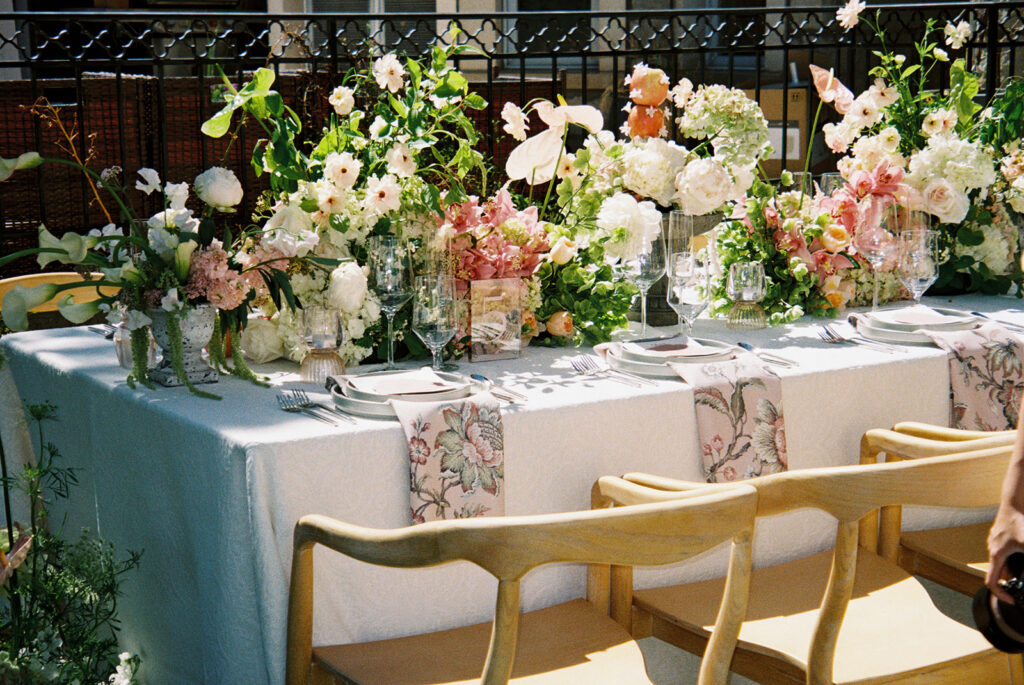film wedding photography bright springy florals and colors