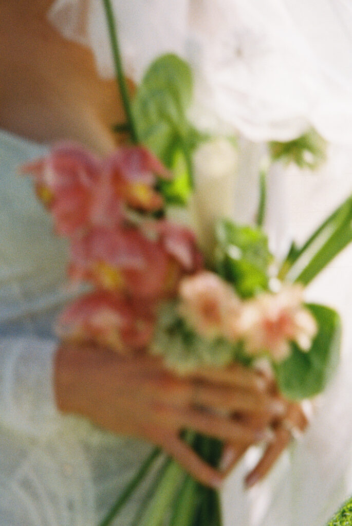 film wedding photography bright springy florals and colors