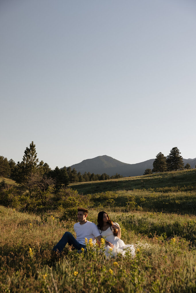 romantic and documentary style couples session in the mountains