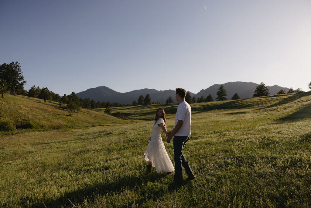 Heartfelt Summer Engagement Photos at Chautauqua Park with Madison and Tyler