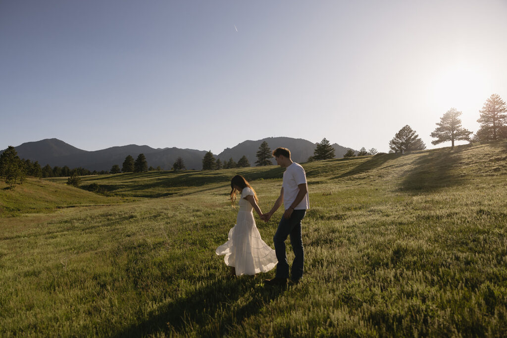 Heartfelt Summer Engagement Photos at Chautauqua Park with Madison and Tyler