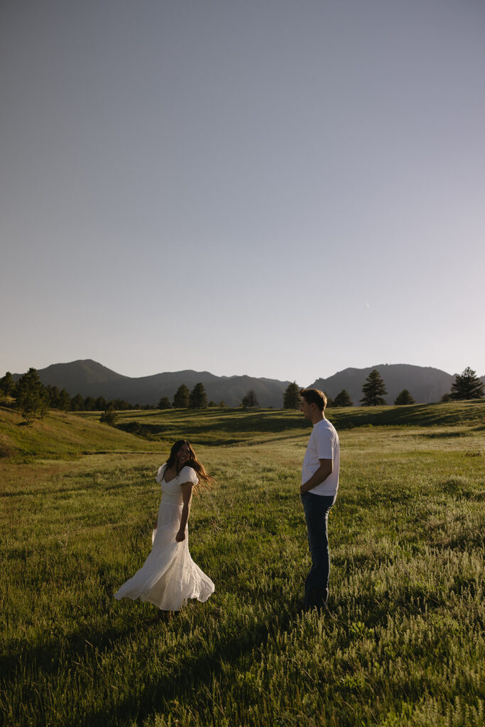 Heartfelt Summer Engagement Photos at Chautauqua Park with Madison and Tyler