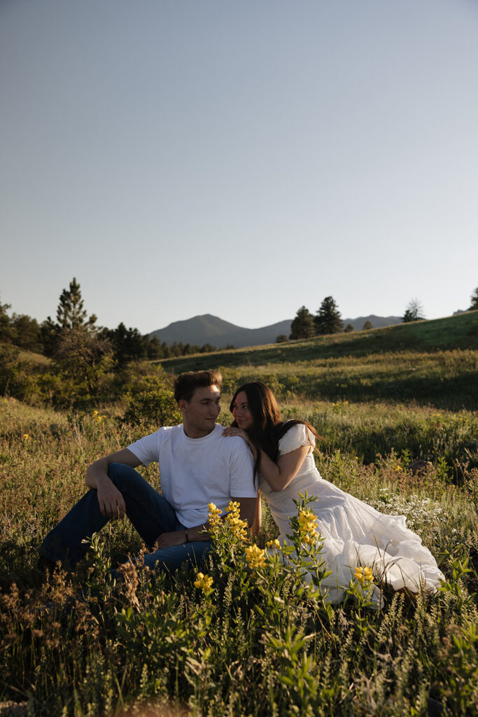 cinematic engagement photos in the summertime