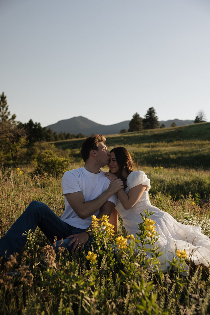 cinematic engagement photos in the summertime