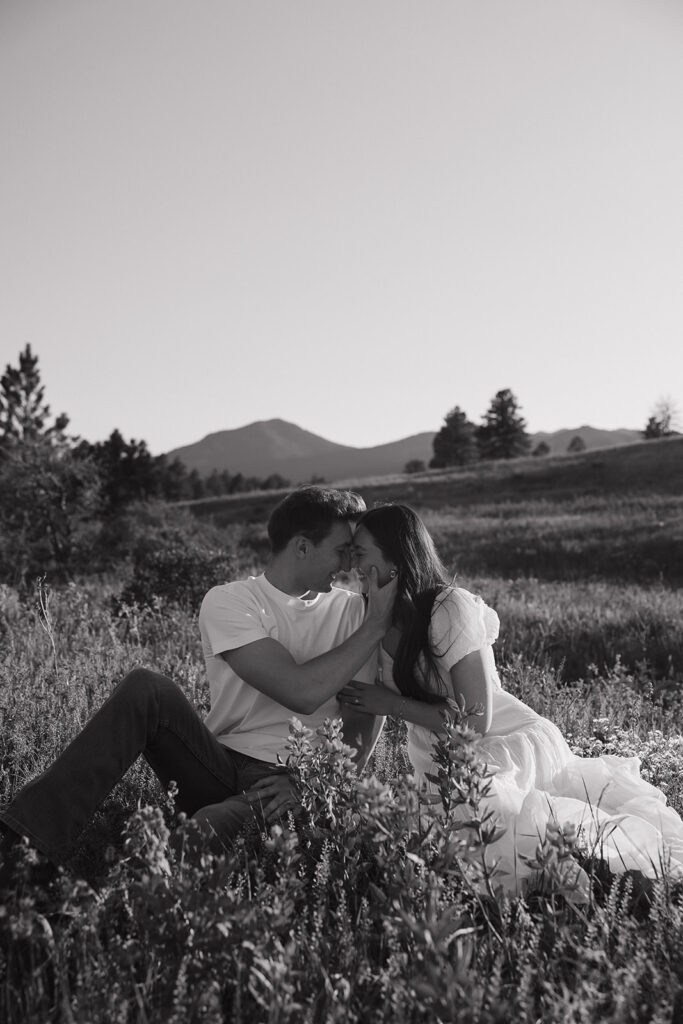 romantic and documentary style couples session in the mountains
