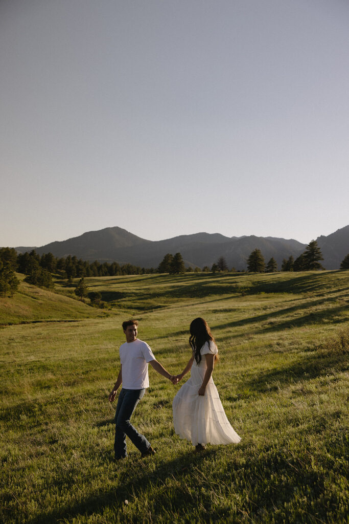 Heartfelt Summer Engagement Photos at Chautauqua Park with Madison and Tyler