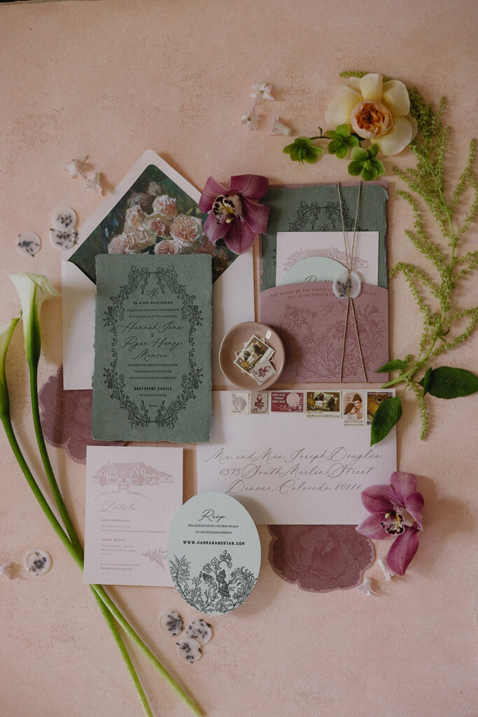 wedding details flatlay spring colors