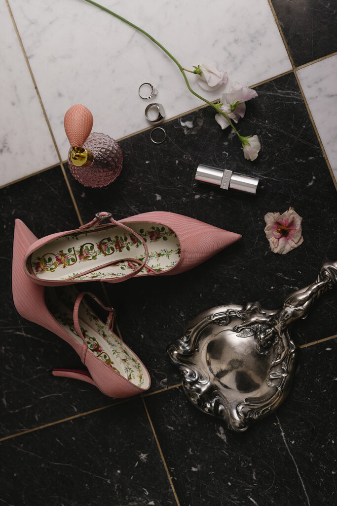wedding details flatlay vintage inspired photos