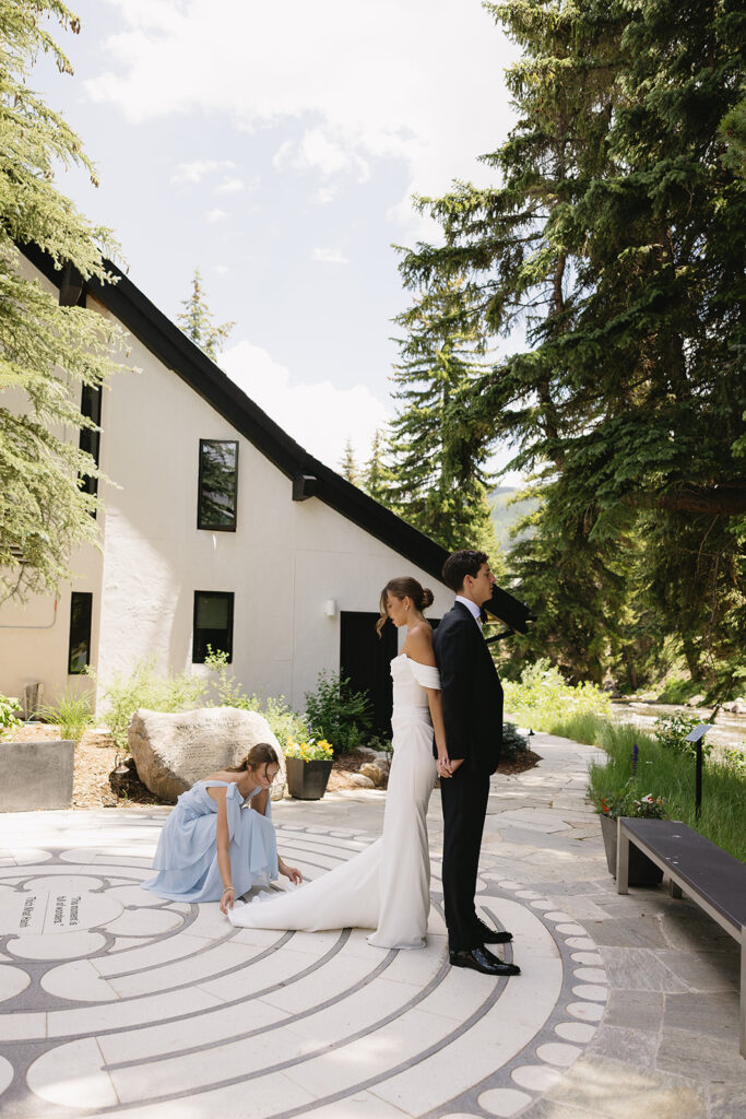 bride and groom first touch and private vows