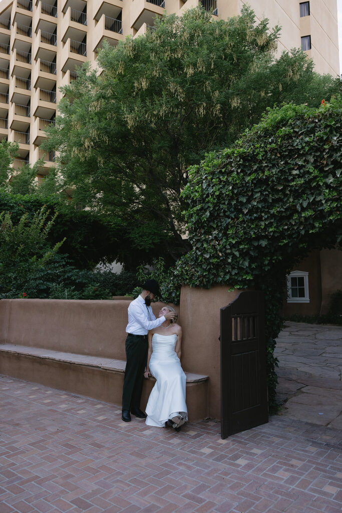 romantic sunset portraits of the bride and groom