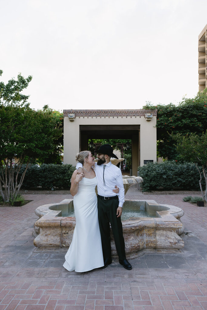 romantic sunset portraits of the bride and groom