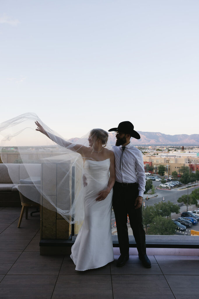romantic sunset portraits of the bride and groom