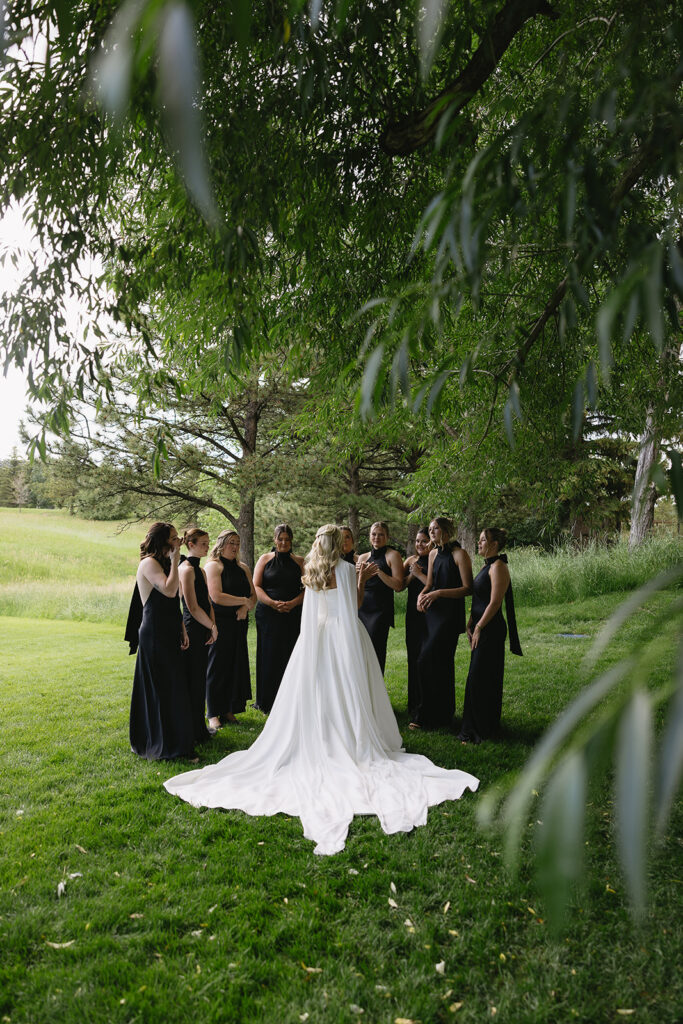 bride with her bridesmaids in colorado