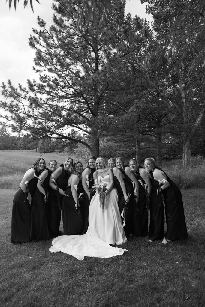 bride with her bridesmaids in colorado