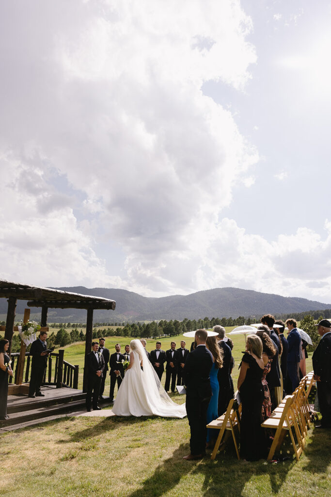 spruce mountain ranch wedding photos outdoor ceremony