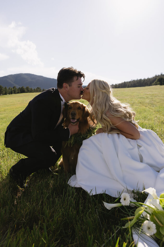 outdoor wedding bride and groom portraits in the mountains