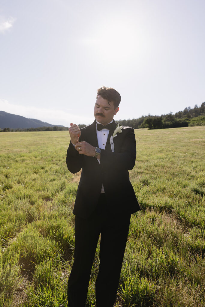 romantic bride and groom photos at spruce mountain ranch