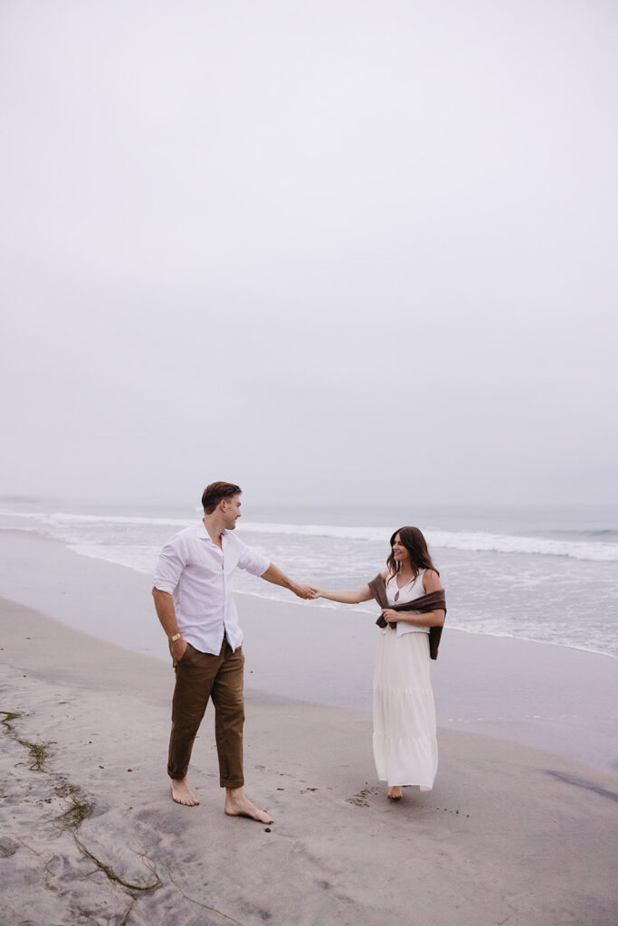 Dreamy San Diego Beach Engagement Pictures with a Timeless Coastal Feel