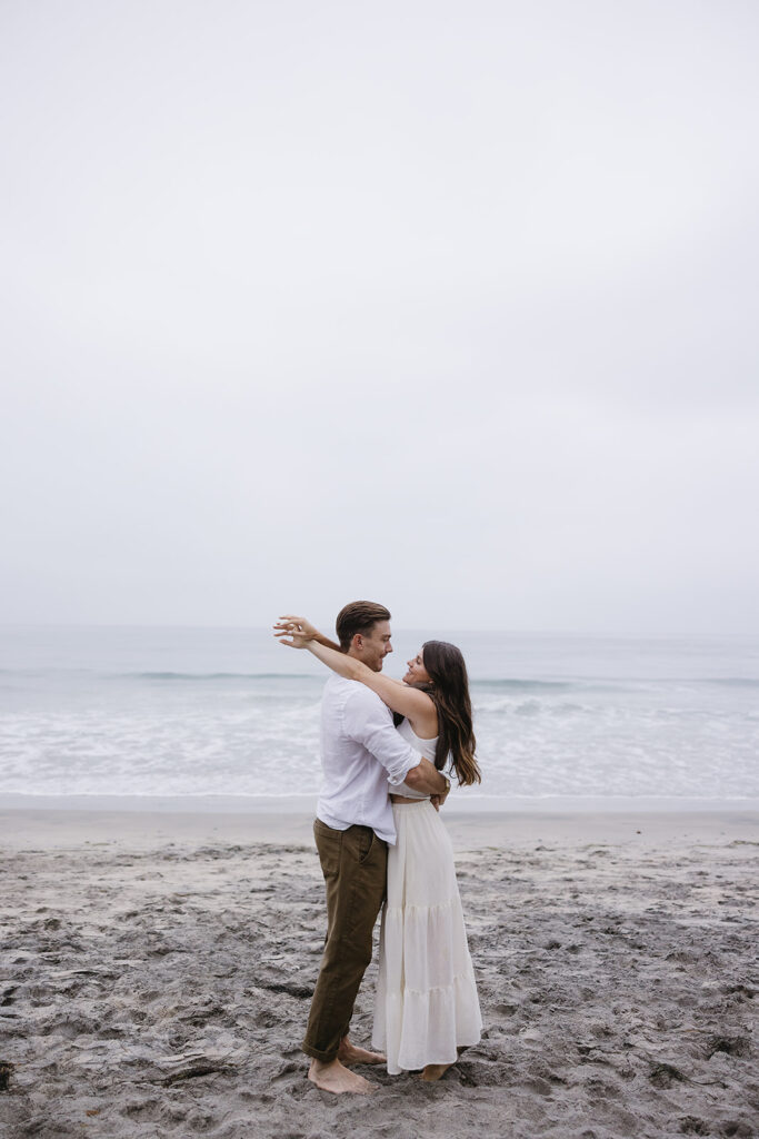 Dreamy San Diego Beach Engagement Pictures with a Timeless Coastal Feel