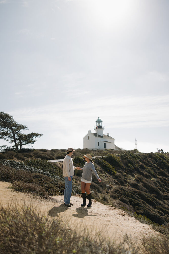 documentary style engagement photos at point loma lighthouse