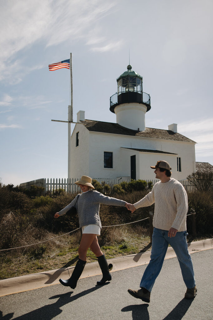 documentary style engagement photos at point loma lighthouse