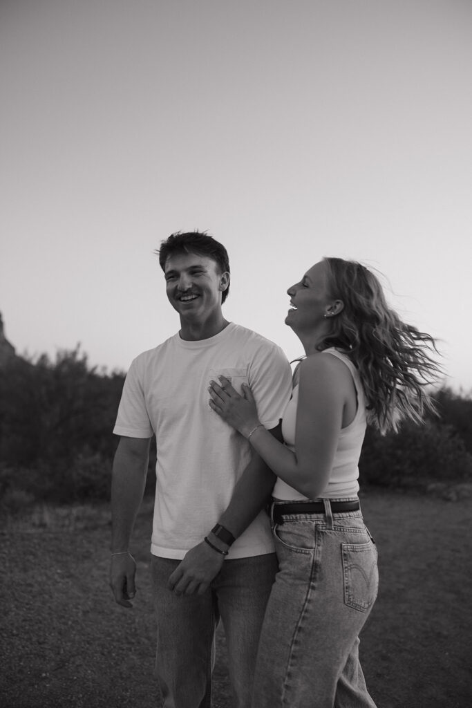 superstition mountains couples photoshoot at golden hour with romantic poses