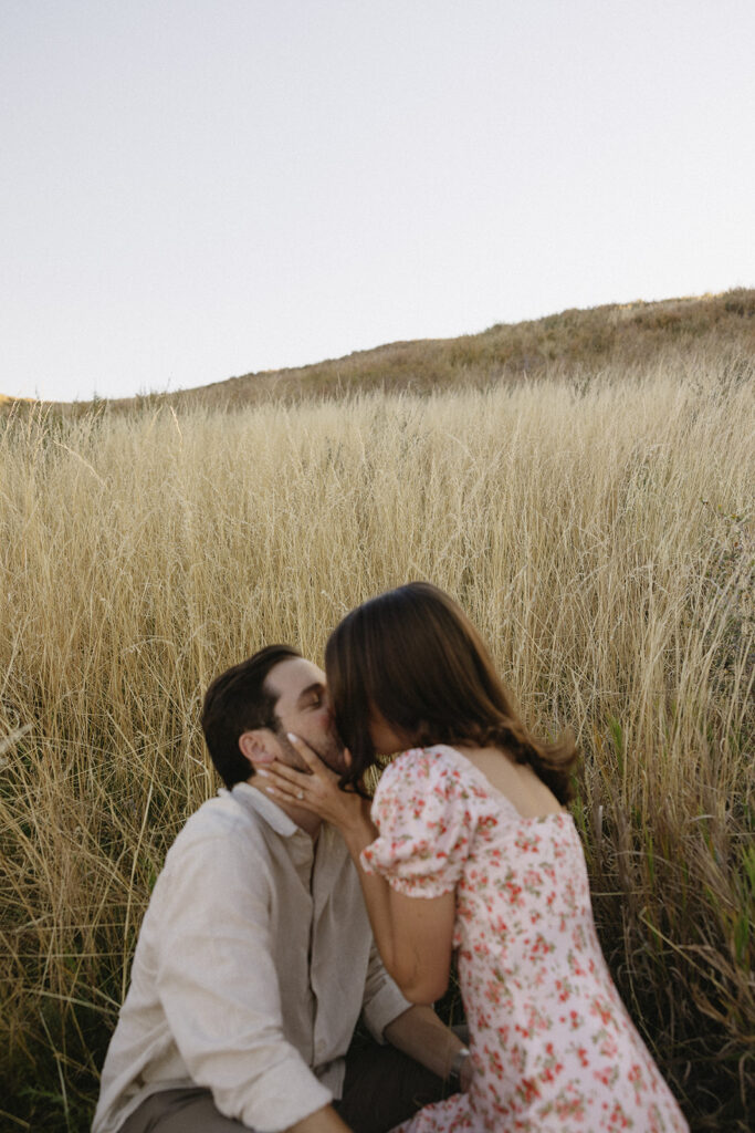 field engagement photos in colorado during golden hour