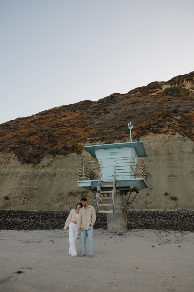 torrey pines lifeguard tower engagement photos