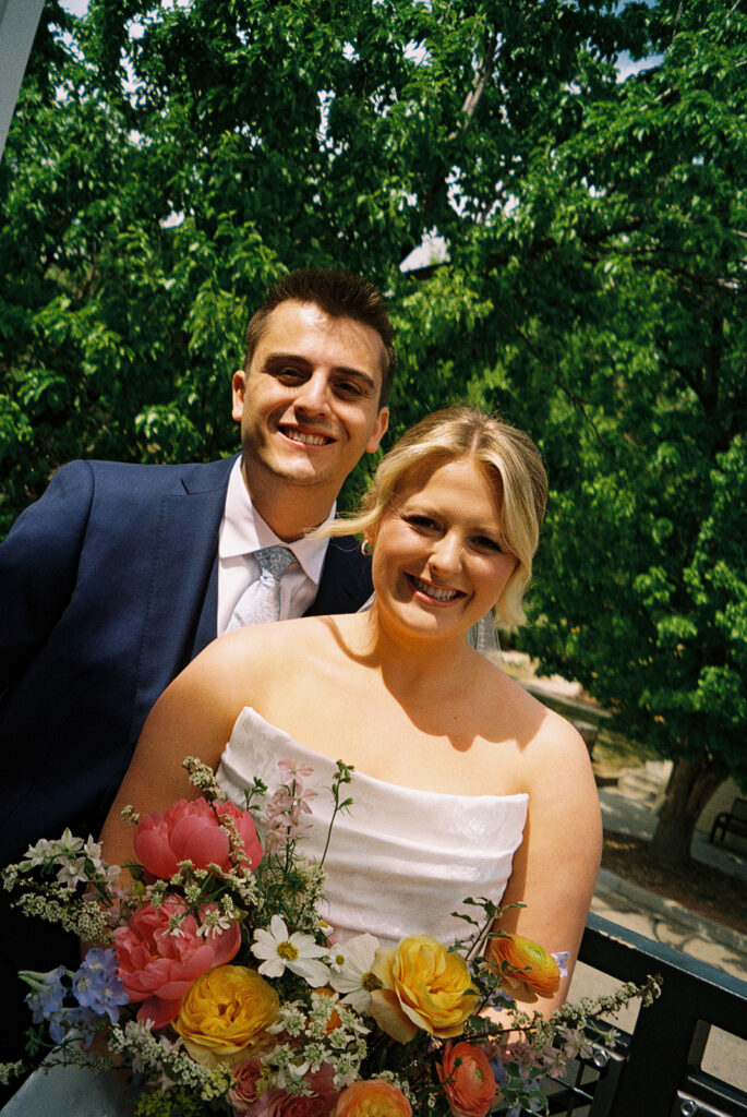 spring wedding colors on film photography for a spring wedding theme in a colorado wedding venue