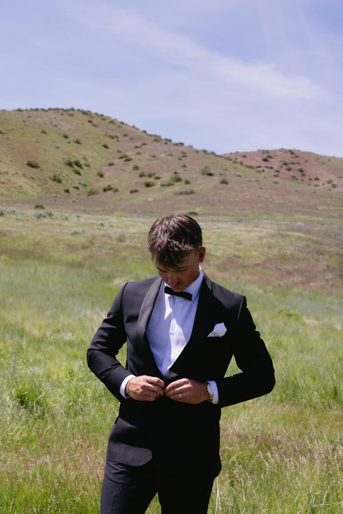 bride and groom portraits in the mountains