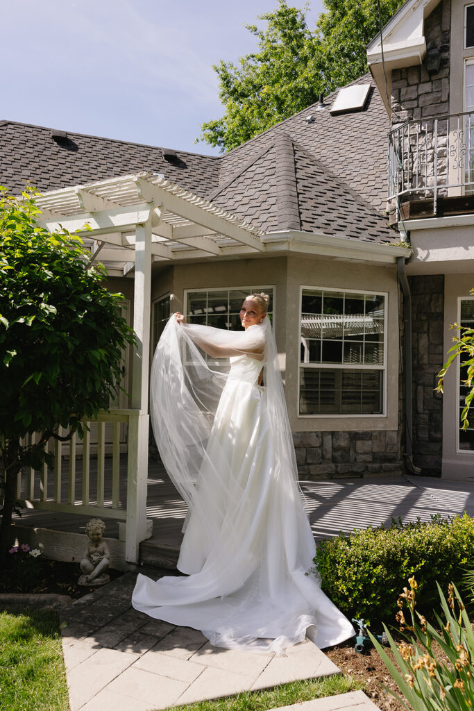 outdoor wedding photos of the bride for a family estate wedding in idaho