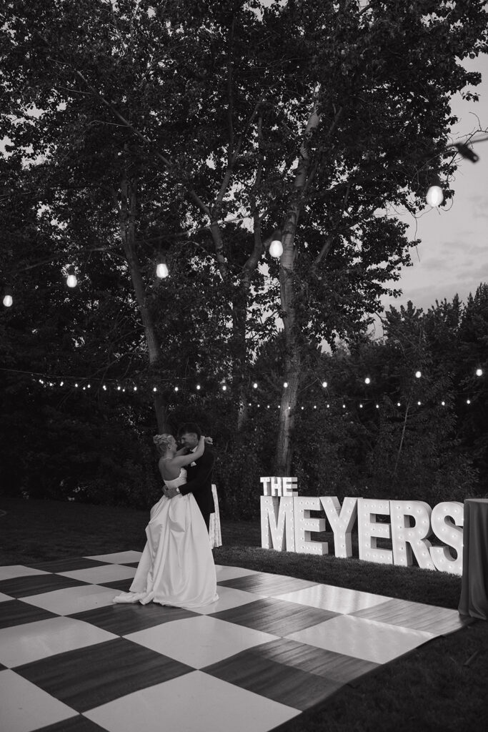 outdoor wedding ceremony on the boise river in idaho on a private family estate