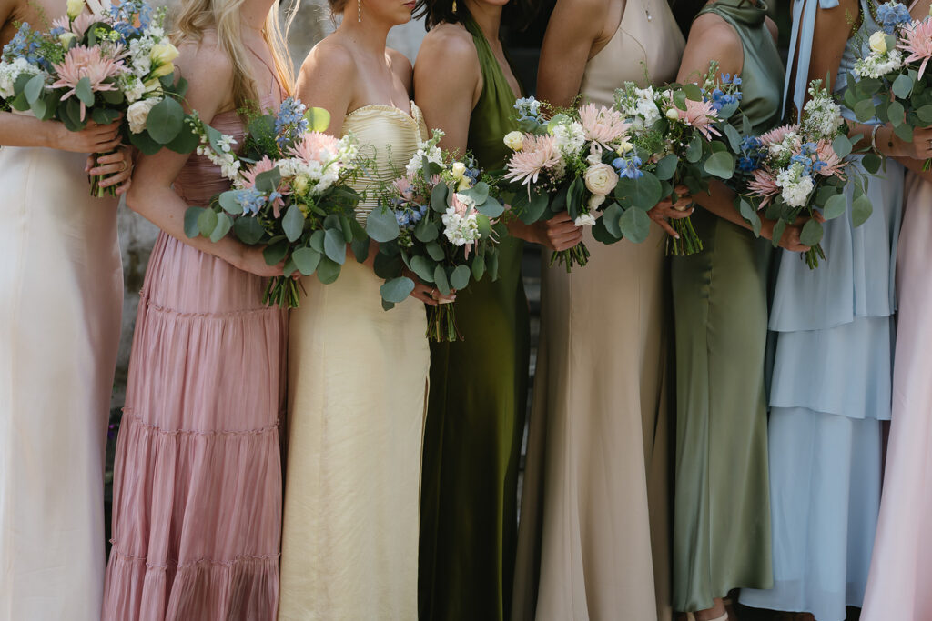 spring bridesmaid dresses mismatch pastel bright colors